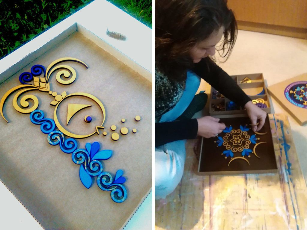 Lesena sestavljanka za ustvarjanje mandal