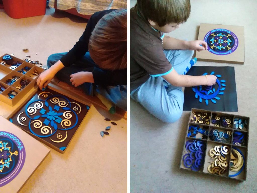 Lesena sestavljanka za ustvarjanje mandal